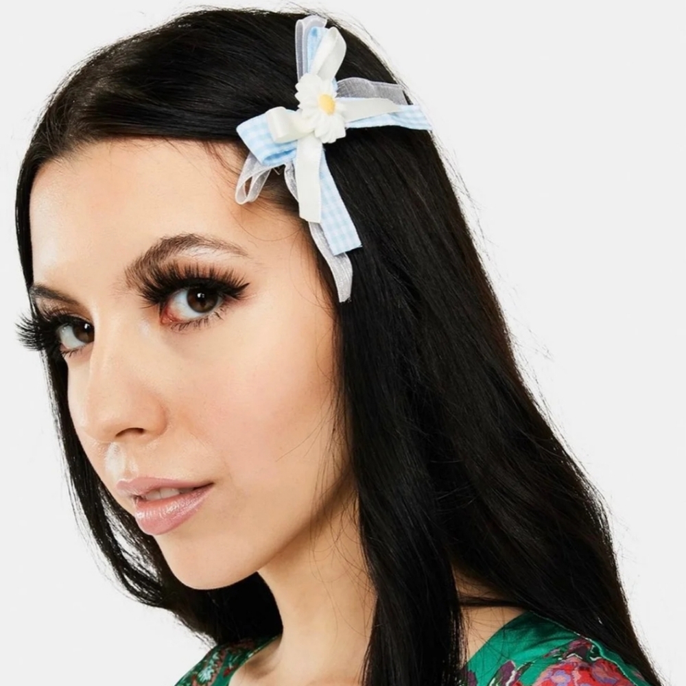 Summer Daze Daisy Gingham Bow Hair Clip